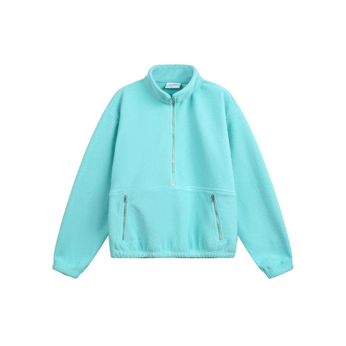 Unisex Oversize Fleece-Halbzip mit Stehkragen und Reißverschlusstaschen Nord Taschen