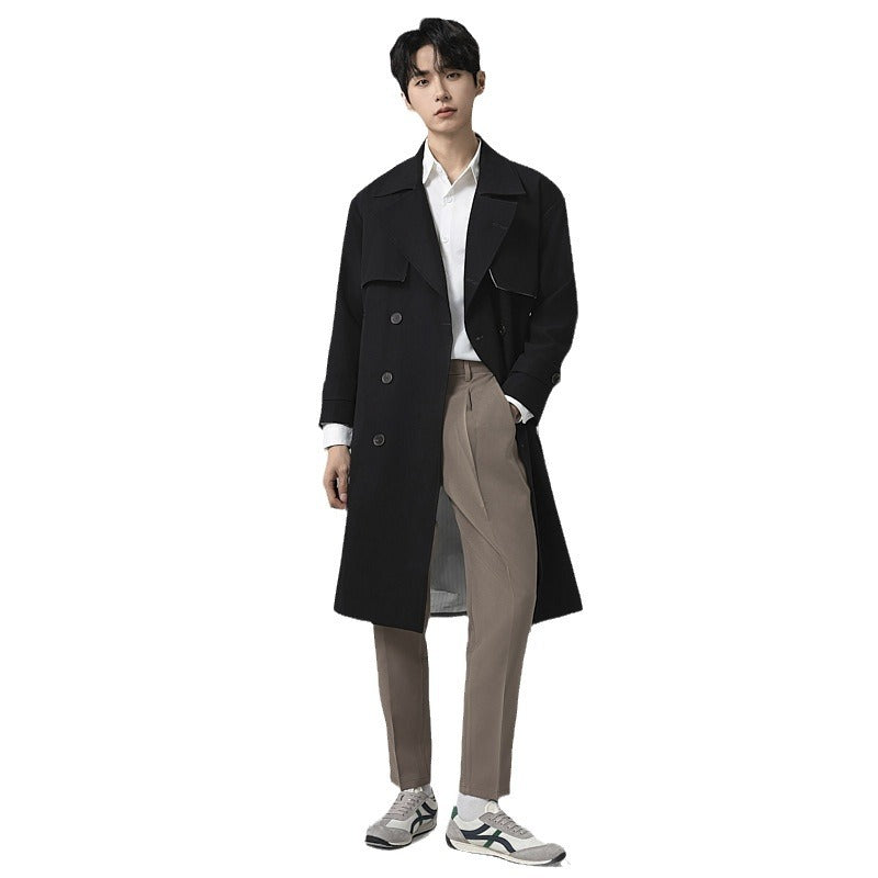 Herren Oversized Doppelreihiger Wollmix-Trenchcoat mit Schalkragen und Überschlagblende Nord Taschen