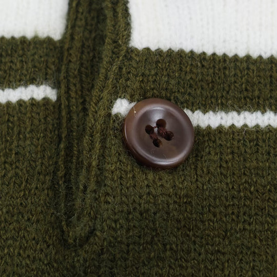 Damen Gestreifter Polokragen-Pullover mit Knopfleiste und Rippbündchen Nord Taschen