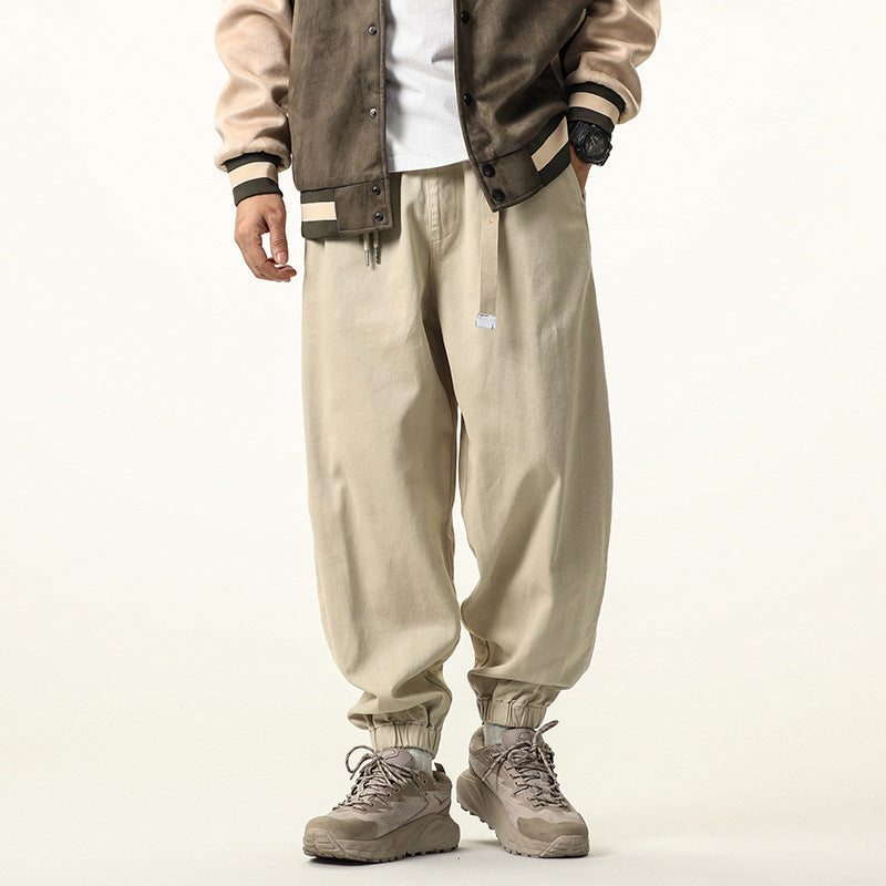Herren Baggy‑Sweatstyle Cargohose aus schwerer Baumwolle mit elastischem Knöchelabschluss und Utility‑Schlaufen Nord Taschen