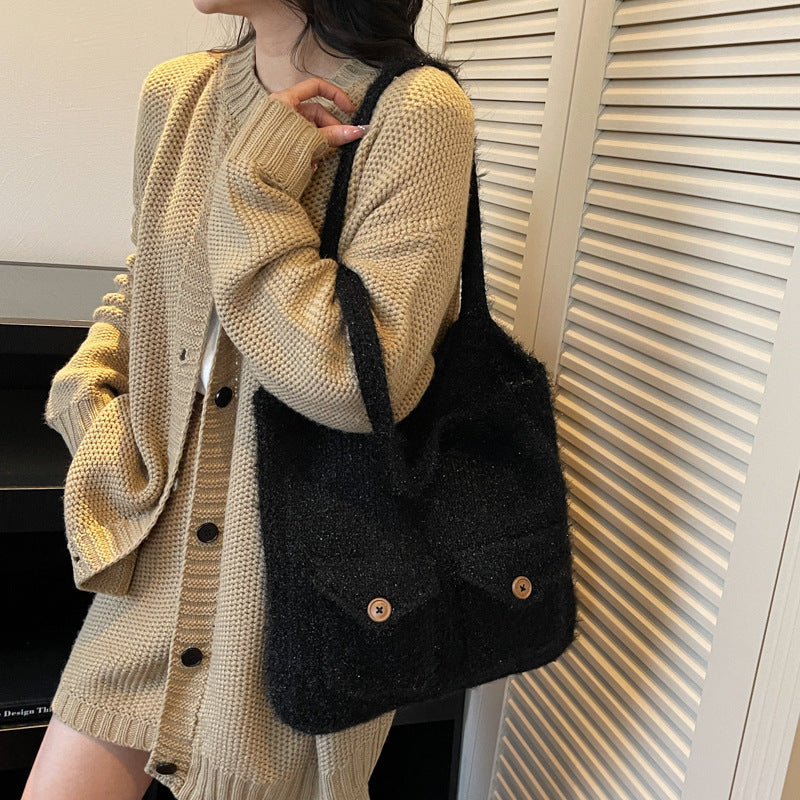 Damen handgefertigte Stricktasche mit zwei Taschen Nord Taschen