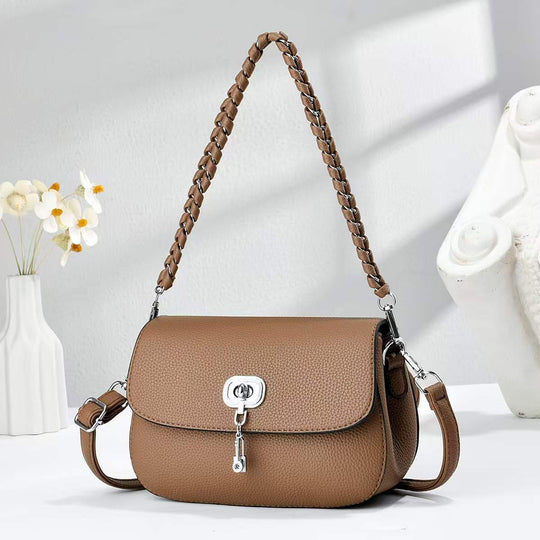 Damen elegante Umhängetasche mit strukturierter Oberfläche und geflochtenem Schulterriemen Nord Taschen