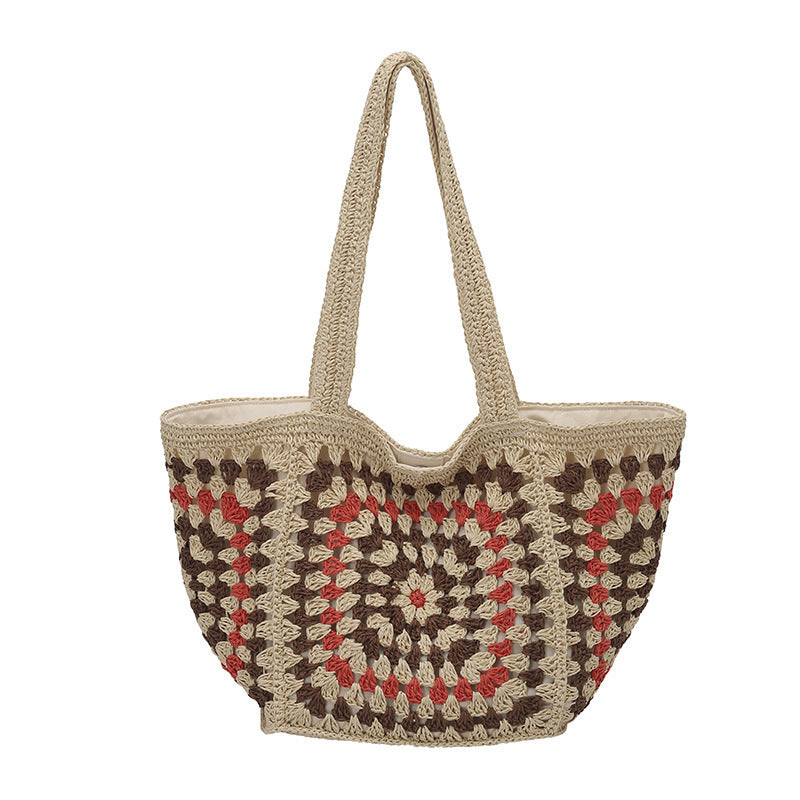 Damen gehäkelte Strandtasche mit einem einzigartigen geometrischen Muster Nord Taschen