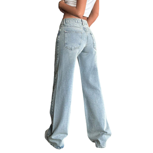 Damen Tief sitzende weite Schlagjeans aus Vintage-Denim Nord Taschen