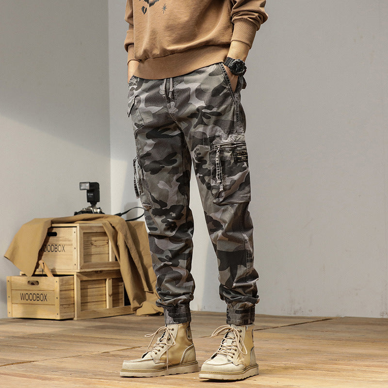 Herren Camouflage-Bundfalten-Cargojogger mit elastischem Tunnelzugbund, Multifunktionstaschen und Ripstop-Optik Nord Taschen