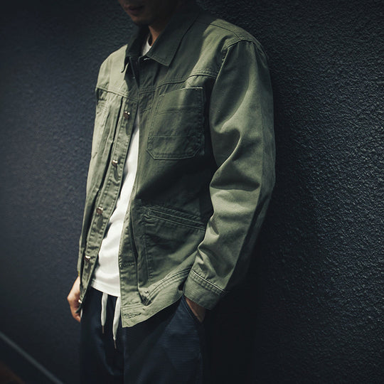 Herren Utility-Hemdjacke aus Canvas mit Pattentaschen und durchgehender Knopfleiste Nord Taschen