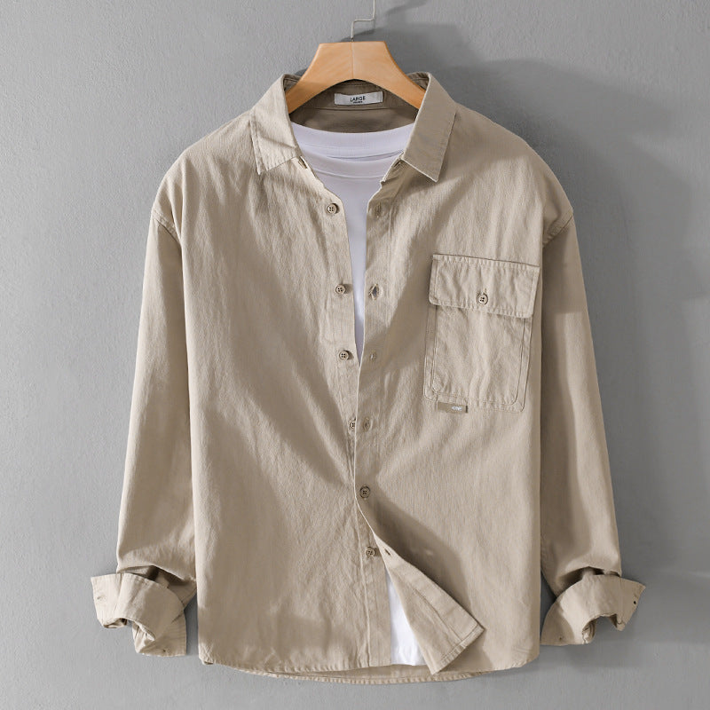Herren Vielseitiges Baumwoll-Overshirt mit aufgesetzter Klappentasche und entspanntem Schnitt Nord Taschen