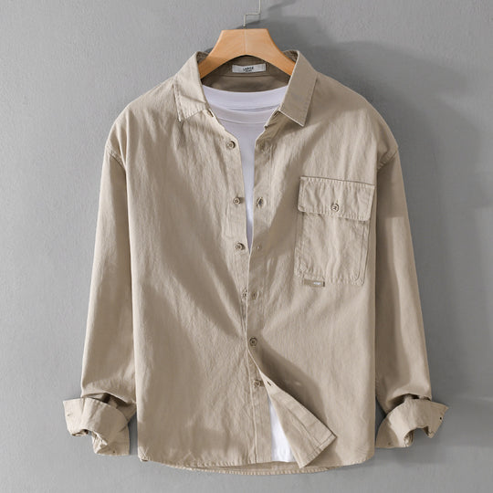 Herren Vielseitiges Baumwoll-Overshirt mit aufgesetzter Klappentasche und entspanntem Schnitt Nord Taschen
