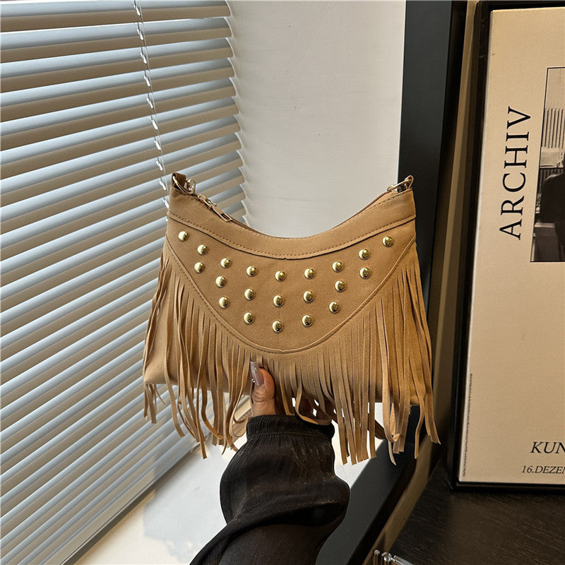 Damen Fransen Tasche mit Nieten Nord Taschen