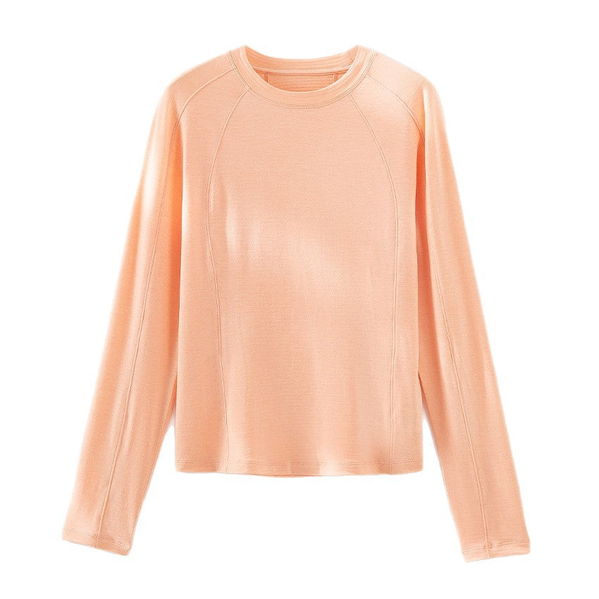 Damen Leichtes Longsleeve-Feinstrickshirt mit Raglanärmeln und Rundhalsausschnitt Nord Taschen