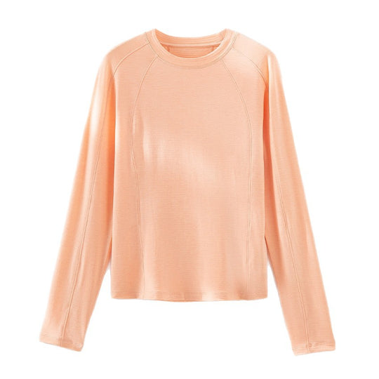Damen Leichtes Longsleeve-Feinstrickshirt mit Raglanärmeln und Rundhalsausschnitt Nord Taschen
