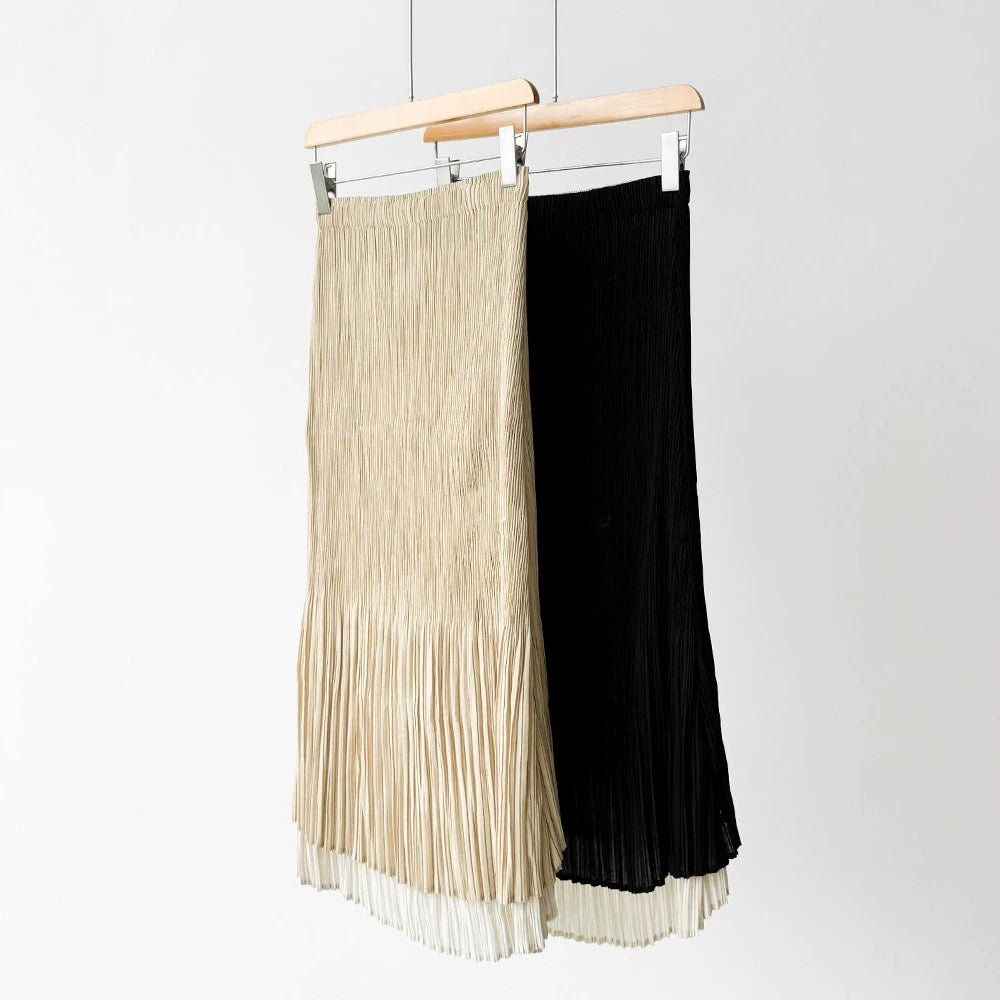 Damen Eleganter Plisseerock mit asymmetrischem Saum Nord Taschen