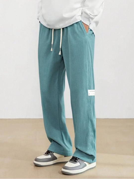 Herren Weite Cordhose im Relaxed-Fit mit Tunnelzug, geradem Bein & Label‑Patch Nord Taschen