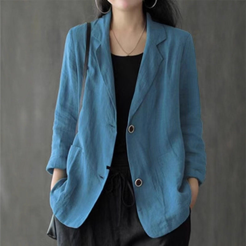 Damen Lässiger Leinenblazer Nord Taschen