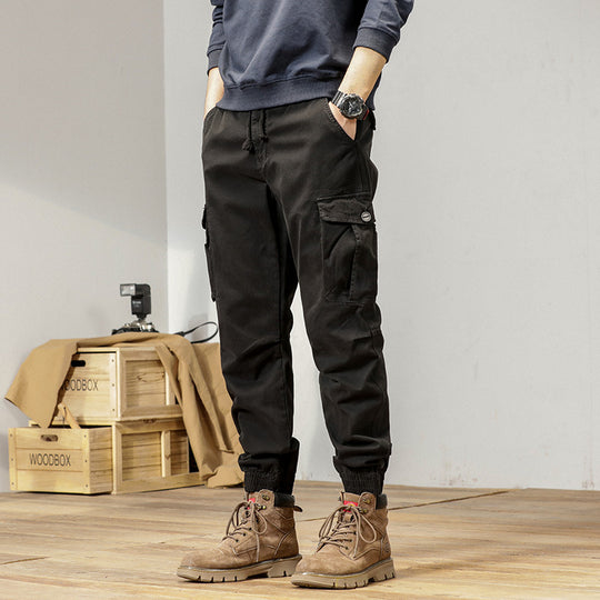 Herren Tapered Cargo-Jogger aus robustem Twill mit Tunnelzugbund, aufgesetzten Klappentaschen und gerippten Knöcheln Nord Taschen