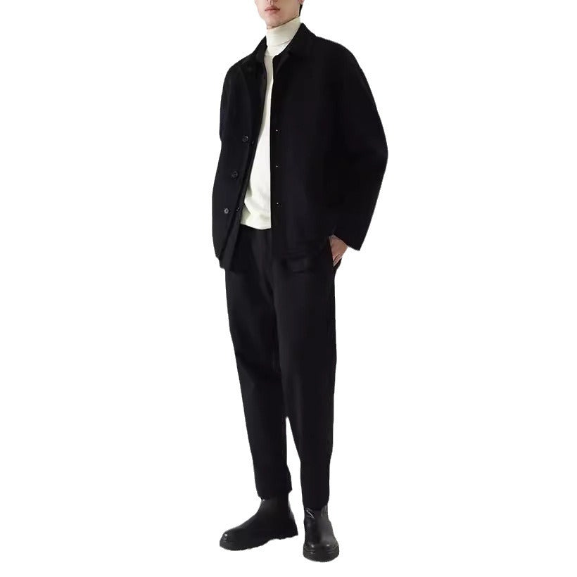 Herren Boxy Wollmix-Hemdjacke mit durchgehender Knopfleiste und überschnittener Schulter Nord Taschen