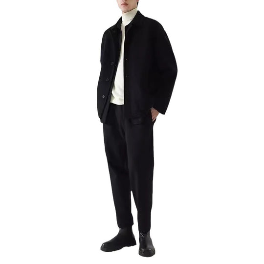 Herren Boxy Wollmix-Hemdjacke mit durchgehender Knopfleiste und überschnittener Schulter Nord Taschen