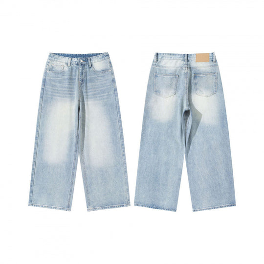 Damen Hoher Bund weit geschnittene gerade Jeans aus Vintage-Denim Nord Taschen