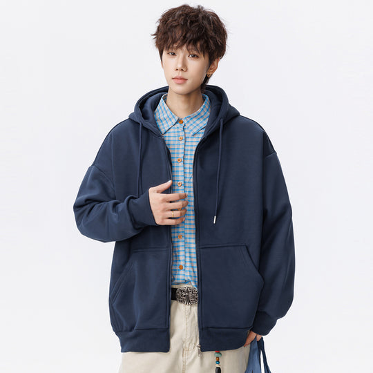 Unisex Oversize Kapuzen-Sweatjacke mit durchgehendem Reißverschluss, Kängurutaschen und gerippten Bündchen Nord Taschen
