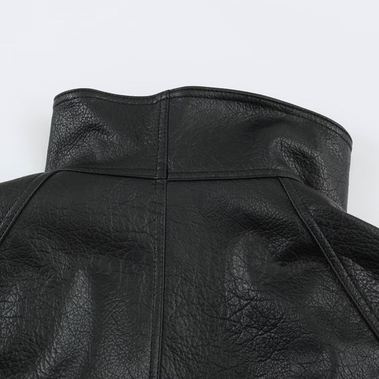 Damen Oversized Kunstleder-Capejacke mit hohem Stehkragen und Pattentaschen Nord Taschen
