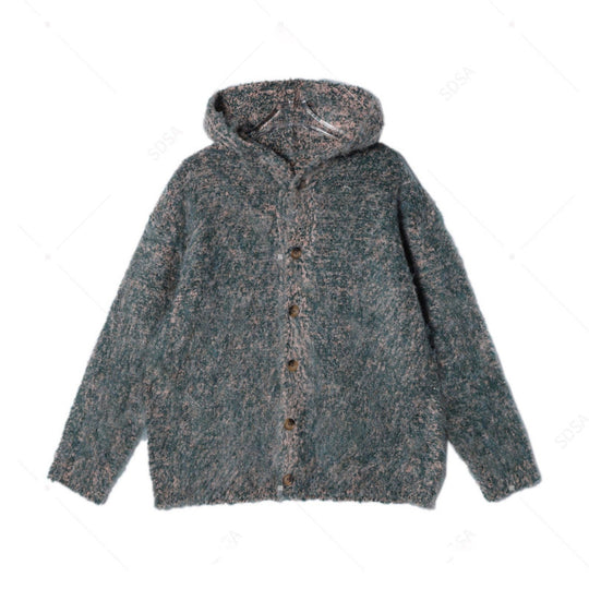 Damen Flauschige Kapuzen-Strickjacke mit Knopfleiste und melierter Bouclé-Optik Nord Taschen