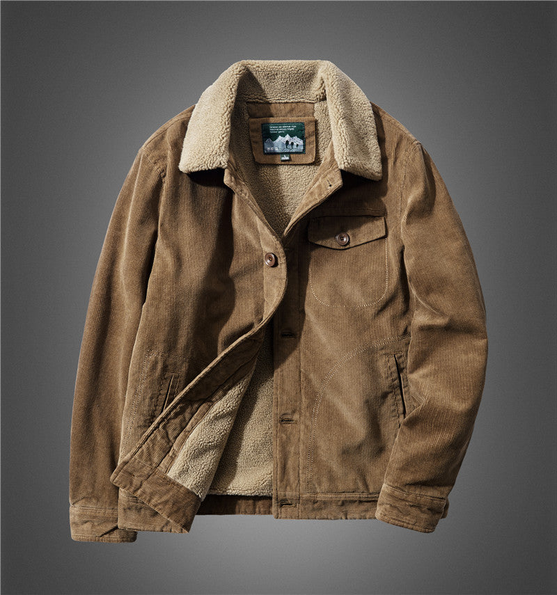 Herren Lässige Cordjacke mit Teddyfutter Nord Taschen