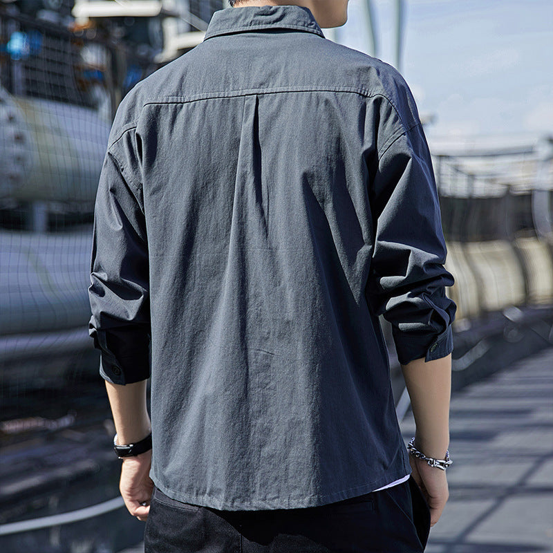 Herren Overshirt-Fieldjacke mit Utility-Brustklappen und lockerem Schnitt Nord Taschen