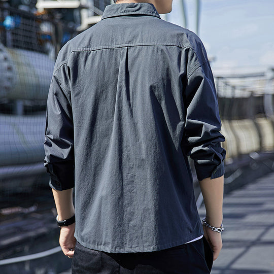 Herren Overshirt-Fieldjacke mit Utility-Brustklappen und lockerem Schnitt Nord Taschen