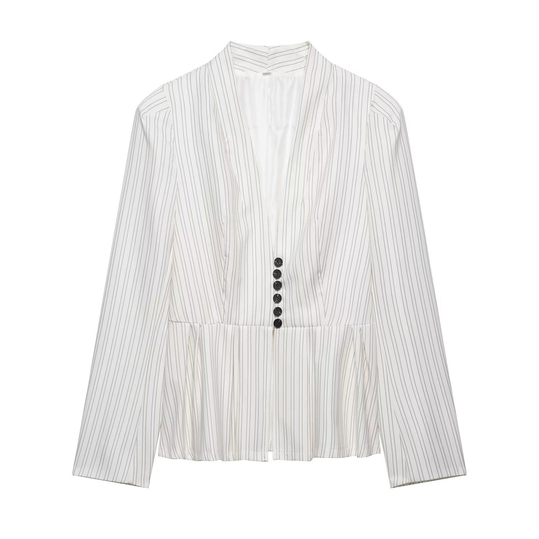 Damen Taillierter Blazer mit Schalkragen, feinen Nadelstreifen und Taillenbetonung Nord Taschen
