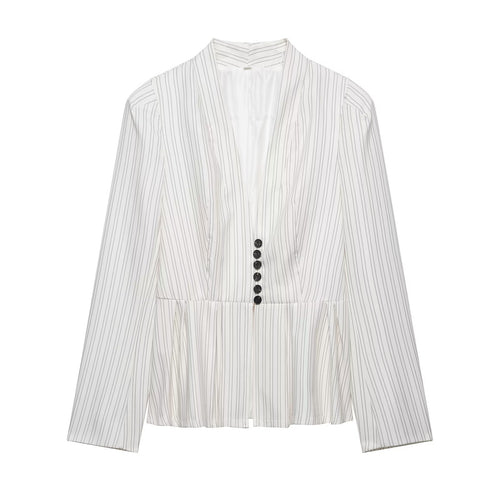 Damen Taillierter Blazer mit Schalkragen, feinen Nadelstreifen und Taillenbetonung Nord Taschen
