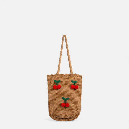 Damenhandtasche aus natürlichen Materialien mit fröhlichem Kirschdesign Nord Taschen