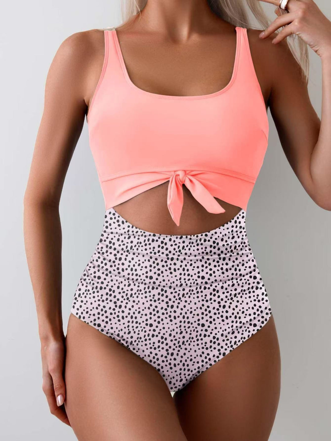 Damen Bikini-Set mit hohem Bund und modischem Knoten-Detail