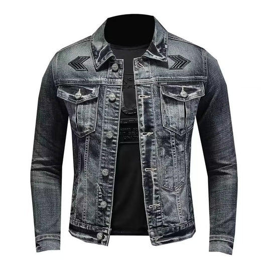 Herren Jeansjacke mit Used-Waschung, aufgesetzten Brusttaschen und dezenter Stickerei Nord Taschen