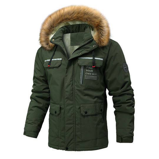 Herren Thermo-Parka im Expeditionstil mit abnehmbarer Kunstfellkapuze und Multifunktions-Taschen Nord Taschen