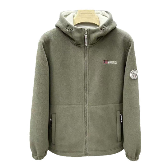 Herren Warme Fleece-Kapuzenjacke mit Sherpa-Futter, Windschutz & Reißverschlusstaschen Nord Taschen