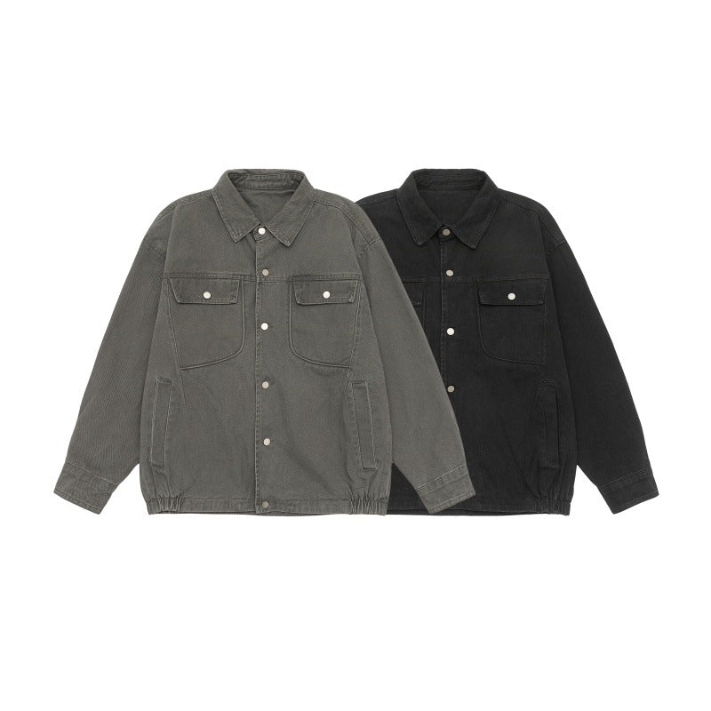 Unisex Oversize Workwear-Blousonjacke mit Druckknopf‑Front und Elastbund Nord Taschen
