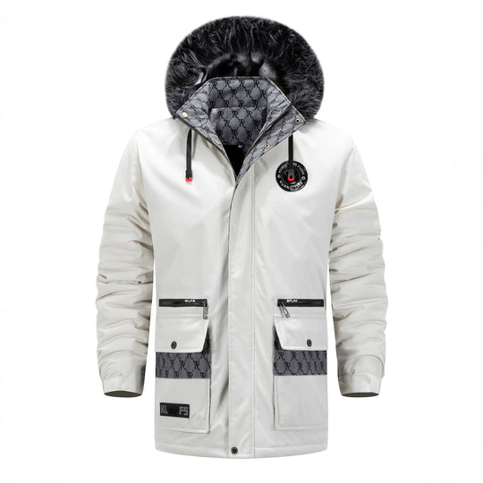 Herren Langer Thermo-Parka mit Kapuze, Logo-Innenfutter und Multifunktions-Taschen Nord Taschen