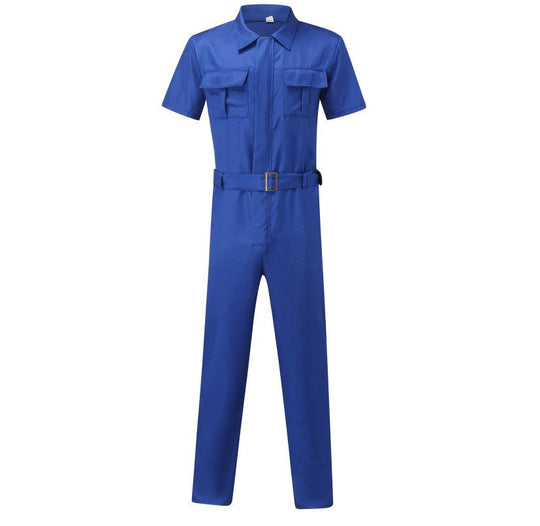 Herren nan Kurzarm-Arbeits-Overall mit Taillengürtel und Brusttaschen