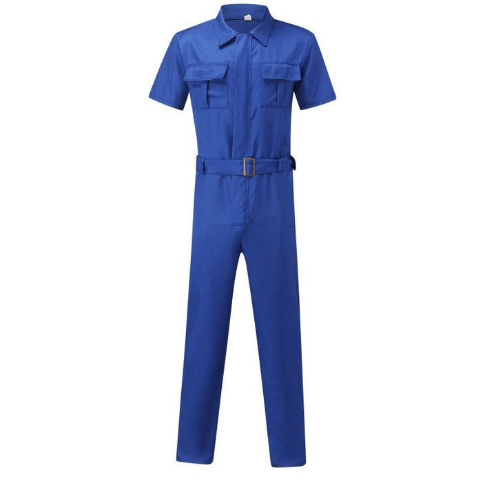 Herren nan Kurzarm-Arbeits-Overall mit Taillengürtel und Brusttaschen