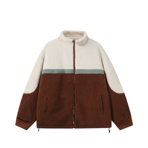 Unisex Oversize Sherpa-Fleecejacke mit Stehkragen und Frontzip Nord Taschen