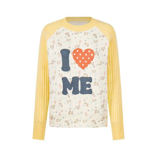 Damen Feinstrick-Pullover mit Applikations-Statement, gerippten Raglanärmeln und Mini-Print Nord Taschen