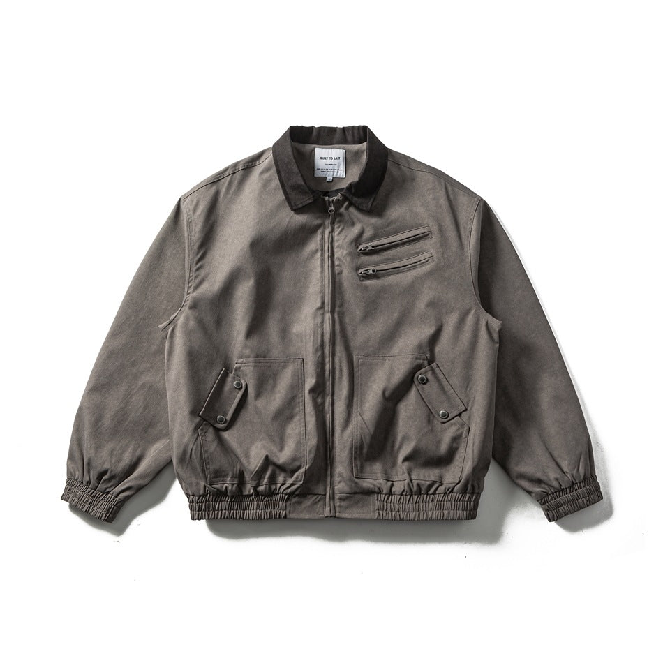 Herren Boxy-Canvas-Blousonjacke im Utility-Look mit Cordkragen und Zip-Brusttaschen Nord Taschen