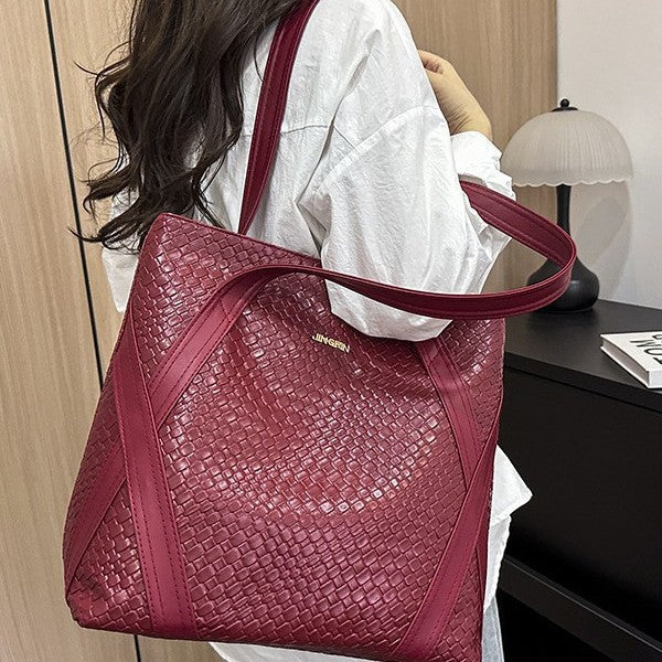 Damen modische Tragetasche mit kunstvollem Flechtdesign Nord Taschen