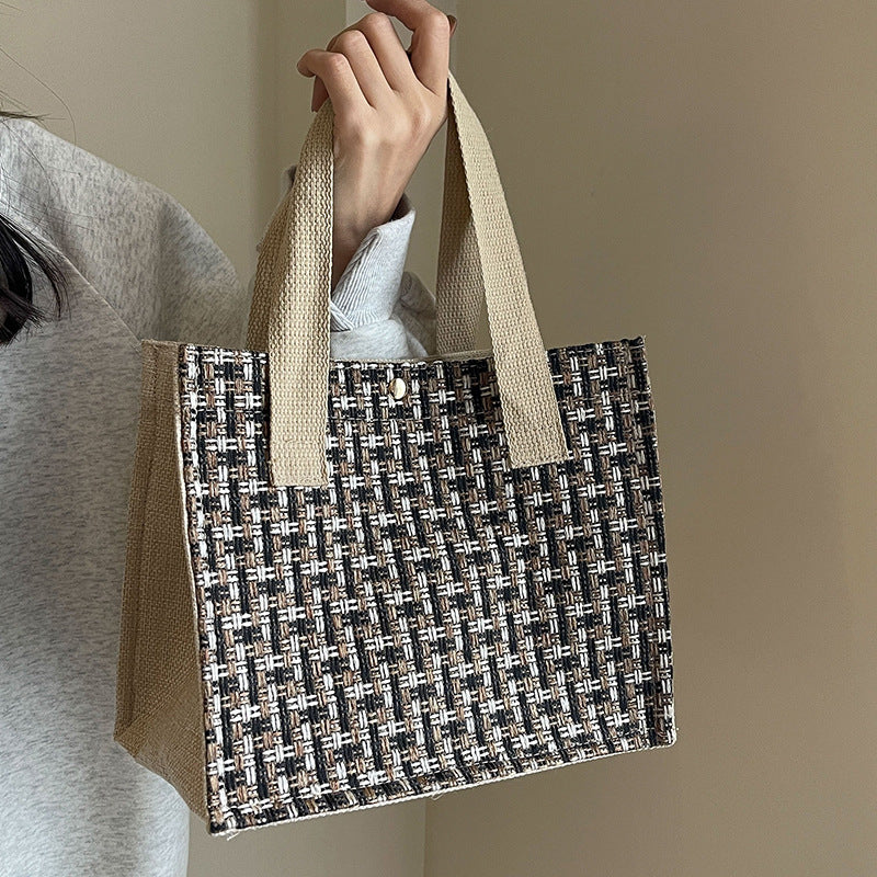 Damen Jute-Einkaufstasche mit modernem Gewebemuster Nord Taschen