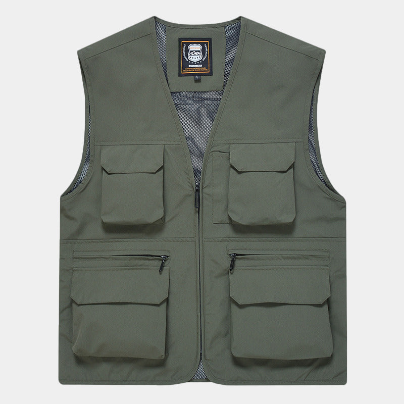 Herren Multifunktionale Utility‑Weste aus technischem Canvas mit Mesh‑Futter und Frontreißverschluss Nord Taschen
