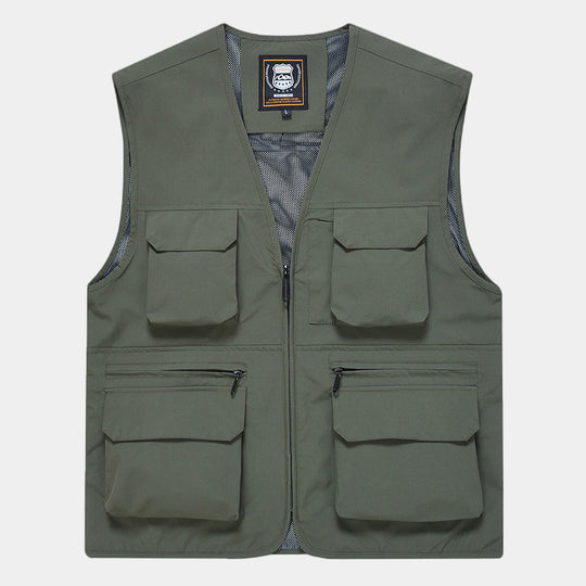Herren Multifunktionale Utility‑Weste aus technischem Canvas mit Mesh‑Futter und Frontreißverschluss Nord Taschen