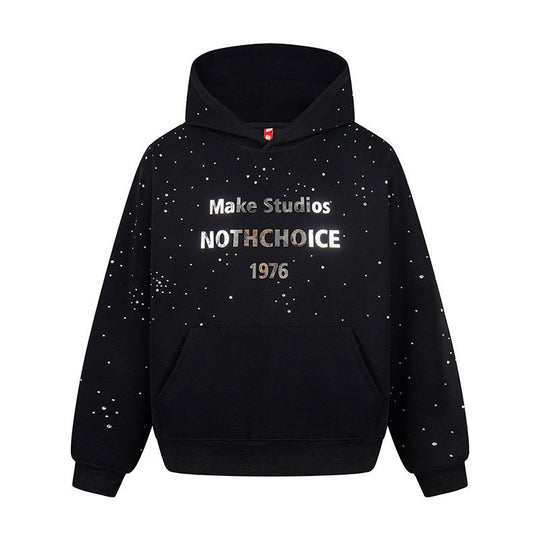 Damen Kapuzenpullover mit Statement-Print Metallic-Lettering und Paint-Splatter-Optik Nord Taschen
