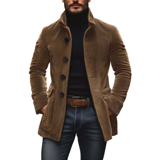 Herren Kordmantel mit Stehkragen und taillierter Silhouette Nord Taschen