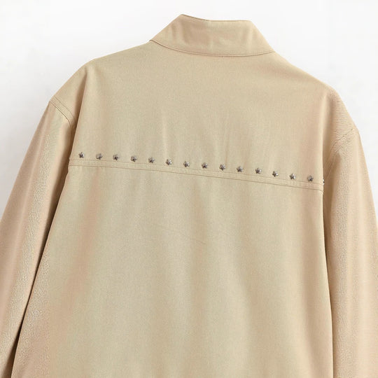 Damen Cropped Blouson in veganer Lederoptik mit Stehkragen und Nietenbesatz Nord Taschen