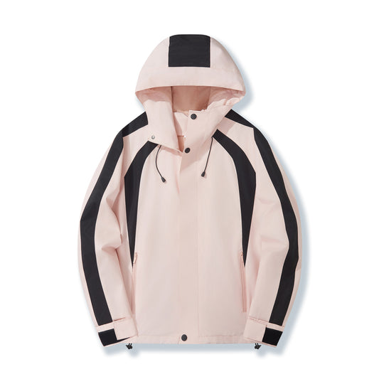 Damen Leichte Kapuzen-Regenjacke mit Kontraststreifen und Mesh‑Futter Nord Taschen